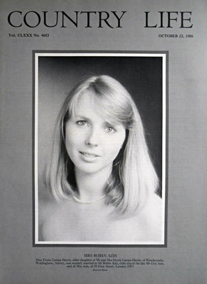 Mrs Robin Azis. Miss Fiona Camps-Harris Country Life Magazine Portrait October 23, 1986 Vol. CLXXX No. 4653