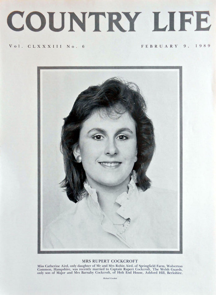 Mrs Rupert Cockcroft, Miss Catherine Aird Country Life Magazine Portrait February 9, 1989 Vol. CLXXXIII No. 6
