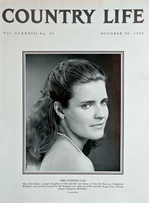 Mrs Stephen Coe, Miss Alice Smee Country Life Magazine Portrait October 26, 1989 Vol. CLXXXIII No. 43