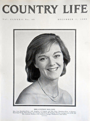 Mrs Stephen Welton, Miss Lisa Hamilton-Price Country Life Magazine Portrait December 1, 1988 Vol. CLXXXII No. 48