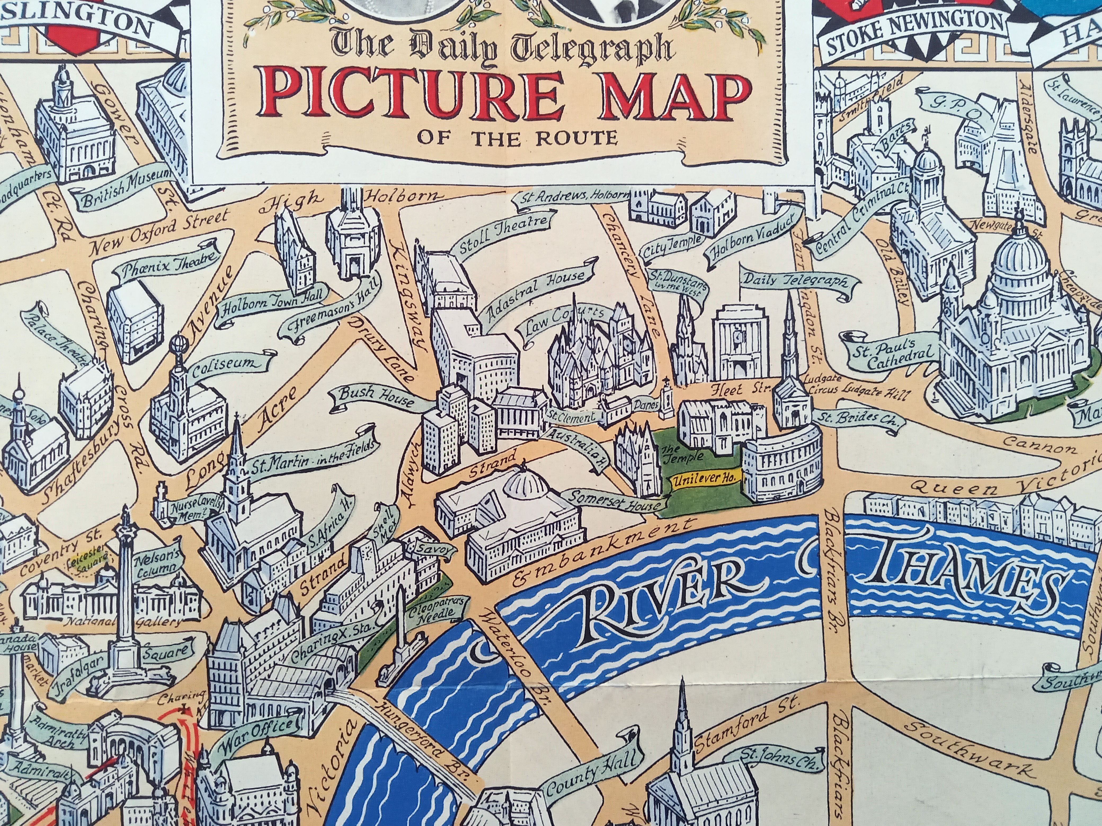 Royal-Wedding-1947-Daily-Telegraph-Picture-Map-of-London-Pictorial-Route-011