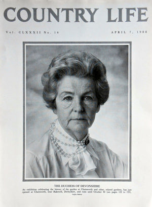 The Duchess of Devonshire Country Life Magazine Portrait April 7, 1988 Vol. CLXXXII No. 14