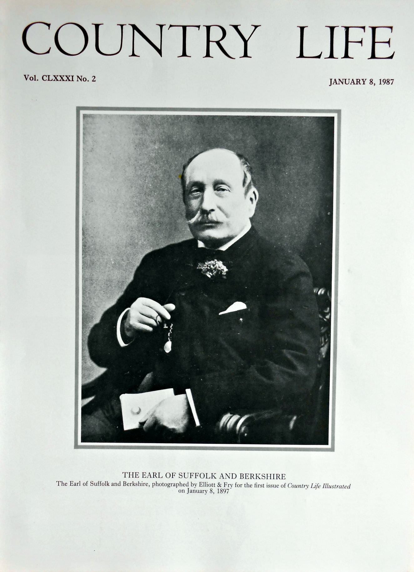 The Earl of Suffolk and Berkshire Country Life Magazine Portrait January 8, 1987 Vol. CLXXXI No. 2