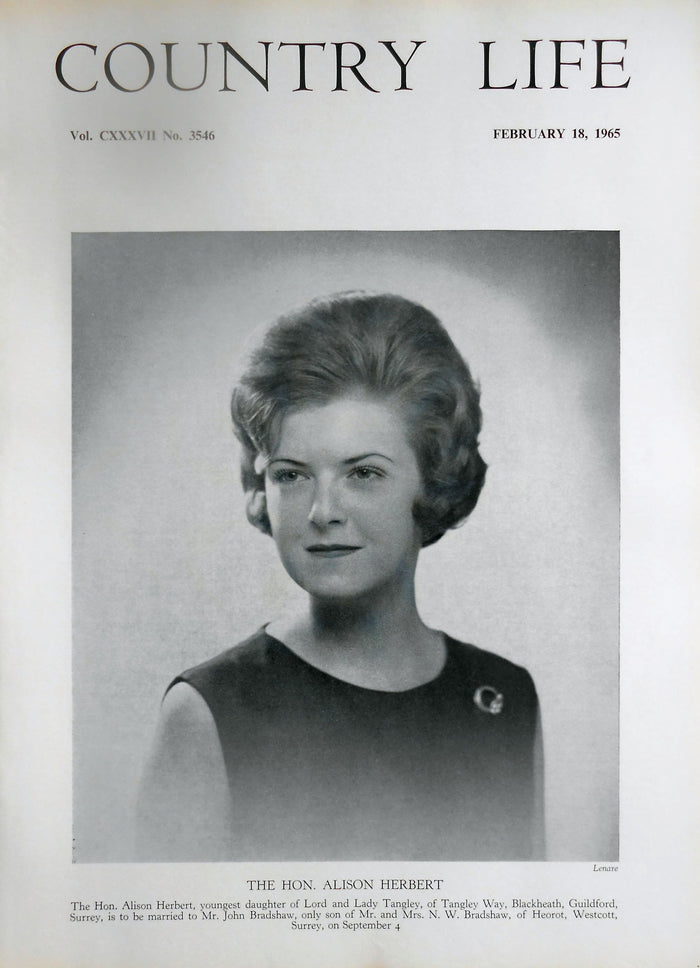 The Hon. Alison Herbert Country Life Magazine Portrait February 18, 1966 Vol. CXXXVII No. 3546