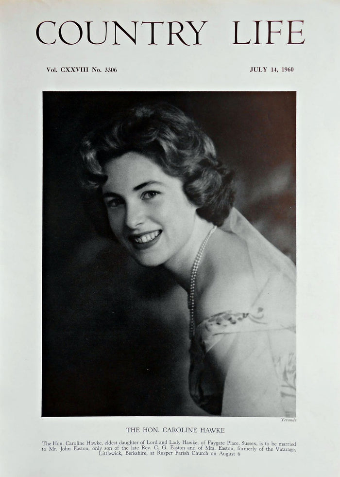 The Hon. Caroline Hawke Country Life Magazine Portrait July 14, 1960 Vol. CXXVIII No. 3306