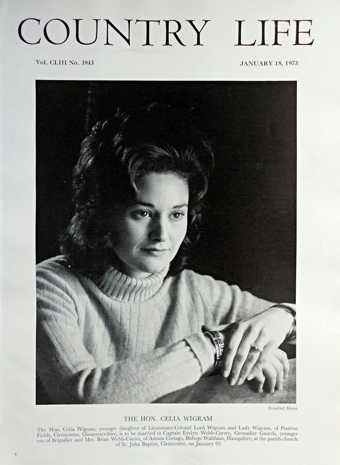The Hon. Celia Wigram Country Life Magazine Portrait January 18, 1973 Vol. CLIII No. 3943