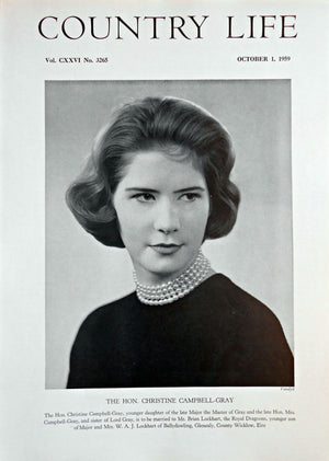 The Hon. Christine Campbell-Gray Country Life Magazine Portrait October 1, 1959 Vol. CXXVI No. 3265