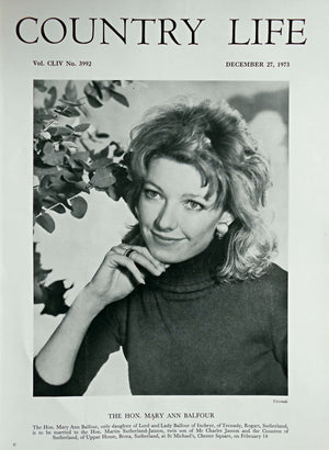 The Hon. Mary Ann Balfour Country Life Magazine Portrait December 27, 1973 Vol. CLIV No. 3992 - Copy