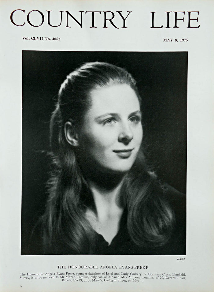 The Honourable Angela Evans-Freke Country Life Magazine Portrait May 8, 1975 Vol. CLVII No. 4062