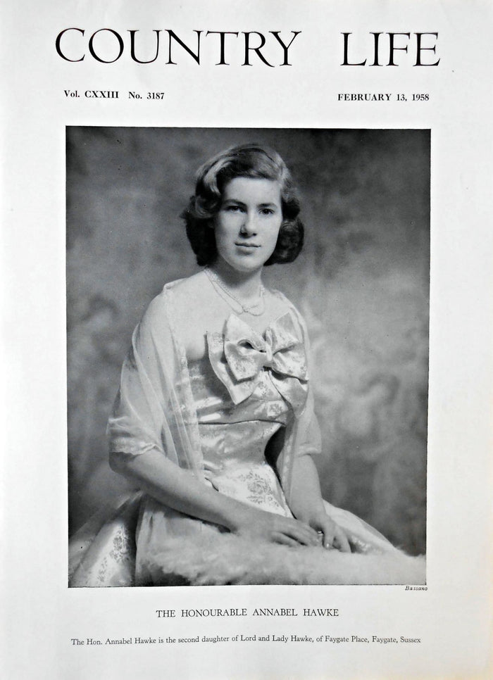 The Honourable Annabel Hawke Country Life Magazine Portrait February 13, 1958 Vol. CXXIII No. 3187