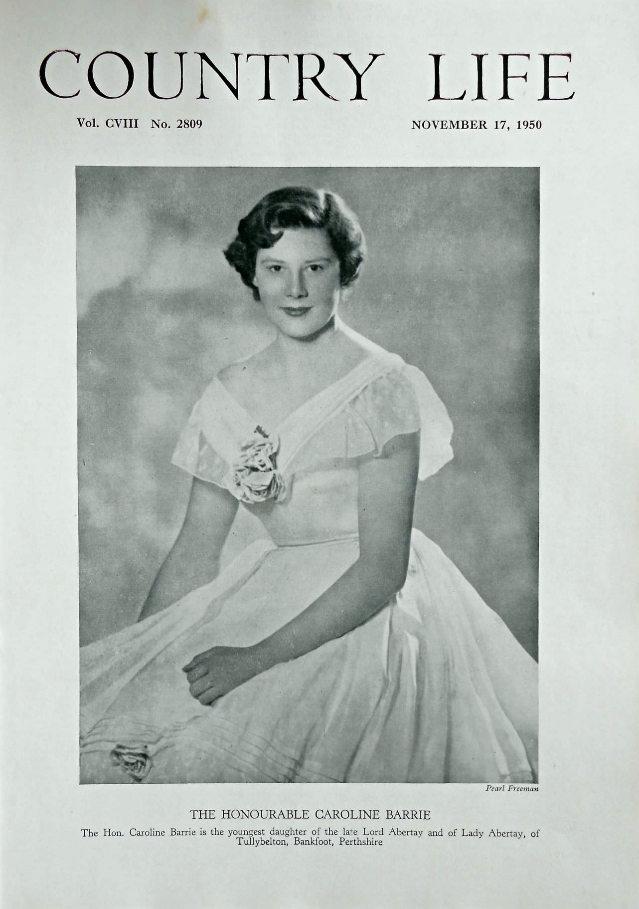 The Honourable Caroline Barrie Country Life Magazine Portrait November 17, 1950 Vol. CVIII No. 2809