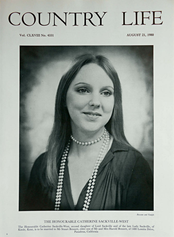 The Honourable Catherine Sackville-West Country Life Magazine Portrait August 21, 1980 Vol. CLXVIII No. 4331