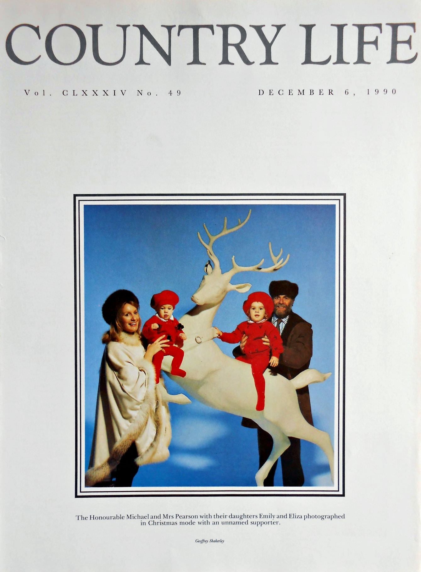 The Honourable Michael & Mrs Pearson Country Life Magazine Portrait December 6, 1990 Vol. CLXXXIV No. 49