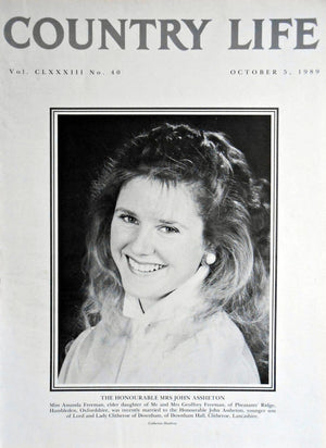 The Honourable Mrs John Assheton, Miss Amanda Freeman Country Life Magazine Portrait October 5, 1989 Vol. CLXXXIII No. 40