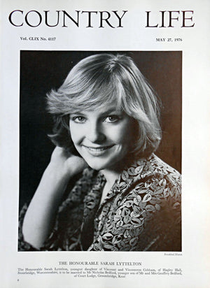 The Honourable Sarah Lyttelton Country Life Magazine Portrait May 27, 1976 Vol. CLIX No. 4117