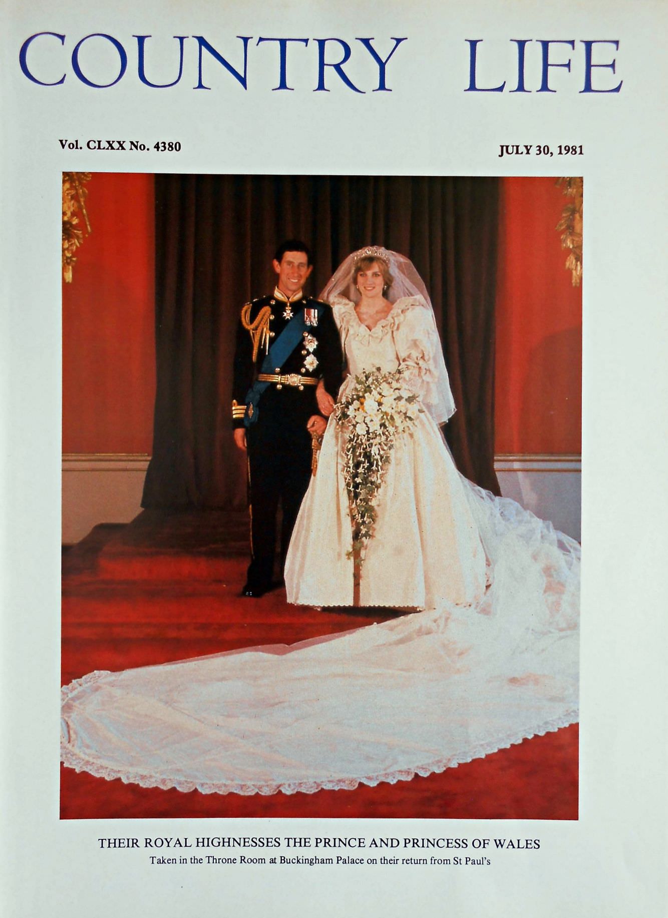 The Prince & Princess of Wales Country Life Magazine Portrait July 30, 1981 Vol. CLXX No. 4380