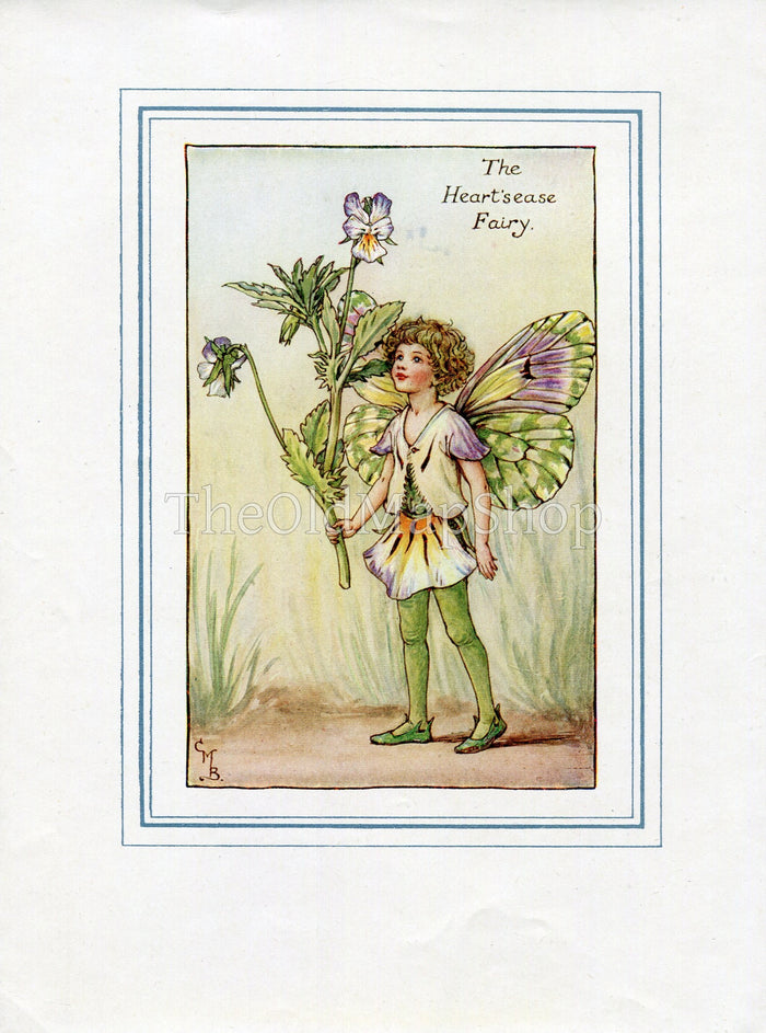 Heart'sease Flower Fairy 1930's Vintage Print Cicely Barker Spring Book Plate SP053