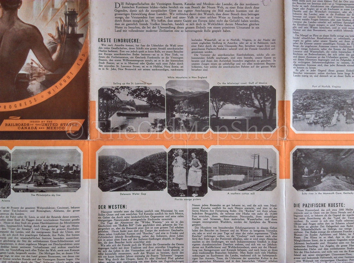 1936 North America Pictorial Map - America. Beauty • Wonders • Inspiration • Progress • Without End.