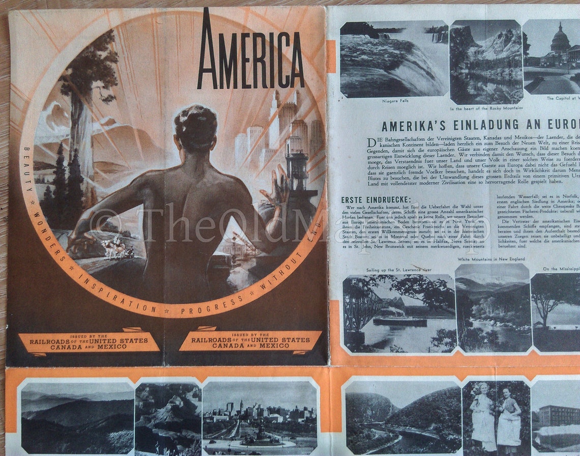 1936 North America Pictorial Map - America. Beauty • Wonders • Inspiration • Progress • Without End.