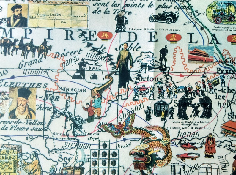 1986 Pictorial Map of China, Hong Kong, Taiwan, Japan, North Korea, South Korea, Mongolia, Beijing by Hugo Pratt. Poster Map