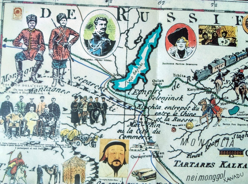 1986 Pictorial Map of China, Hong Kong, Taiwan, Japan, North Korea, South Korea, Mongolia, Beijing by Hugo Pratt. Poster Map