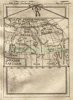 1719 Manesson Mallet Antique Map Grande Tartarie, Russia, China, Korea, Tibet, published by Johann Adam Jung
