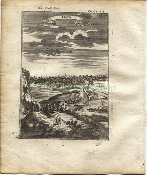 1719 Manesson Mallet "Iedo" Jedo, Yedo, Yeddo, Tokyo, Japan, Antique Print published by Johann Adam Jung