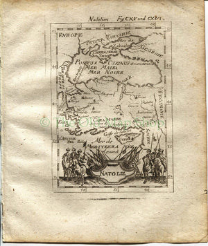 1719 Manesson Mallet "Natolie" Anatolia, Asia Minor, Turkey, Syria, Georgia, Cyprus, Antique Map published by Johann Adam Jung