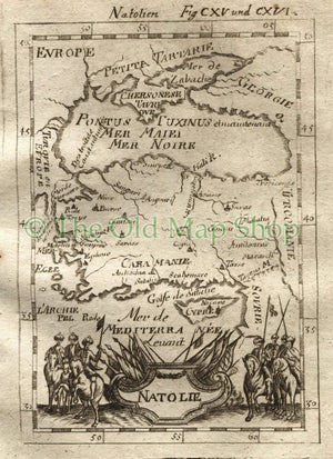 1719 Manesson Mallet "Natolie" Anatolia, Asia Minor, Turkey, Syria, Georgia, Cyprus, Antique Map published by Johann Adam Jung