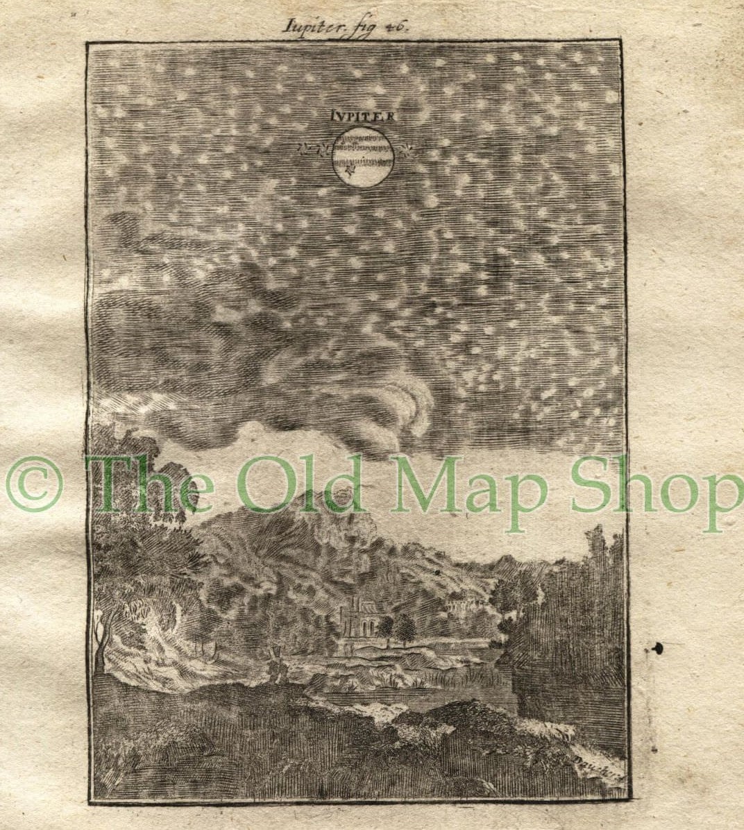 1719 Manesson Mallet "Jupiter" Planet, Celestial Astronomy, Antique Print, published by Johann Adam Jung