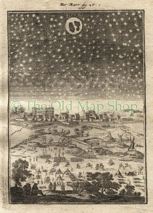 1719 Manesson Mallet "Mars" Planet, Celestial Astronomy, Antique Print, published by Johann Adam Jung