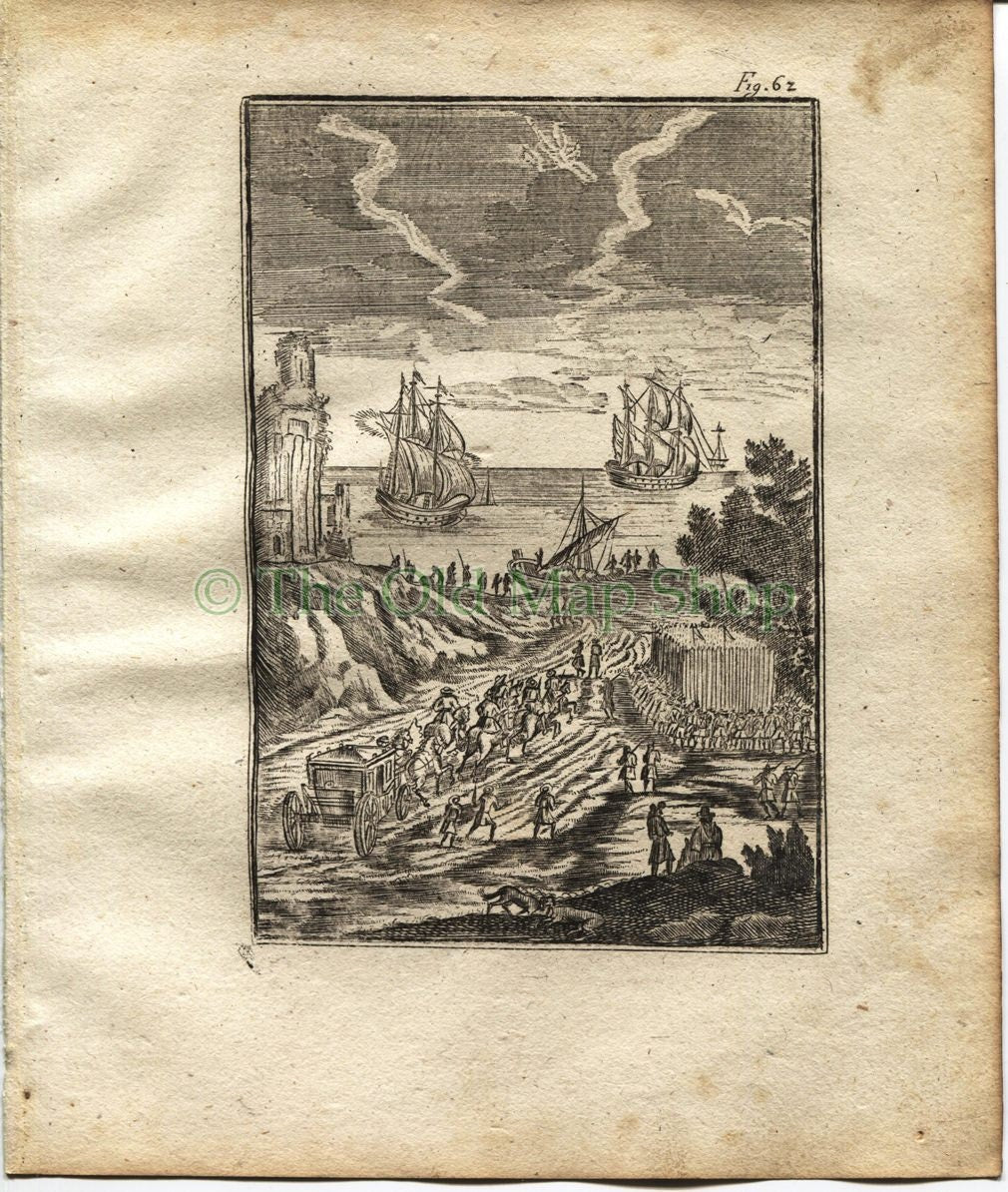 1719 Manesson Mallet Lightning, Thunderstorm, Ships, Celestial Astronomy, Antique Print