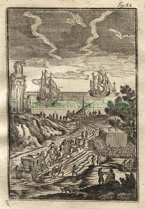 1719 Manesson Mallet Lightning, Thunderstorm, Ships, Celestial Astronomy, Antique Print