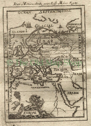 1719 Manesson Mallet "Europe" Map, Antique Print, published by Johann Adam Jung - The Old Map Shop