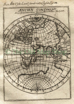 1719 Manesson Mallet "Ancien Continent Avec Plusieurs Isles" Eastern Hemisphere, Australia Africa Europe Asia World Map