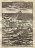 1719 Manesson Mallet "Cabane Des Hold" Willem Barentsz expedition to Novaya Zemlya, Russia, Polar Bears, Wolves, Antique Print