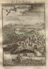 1719 Manesson Mallet "Suaquen" Suakin, Sudan, Red Sea Port, Boats, Antique Print