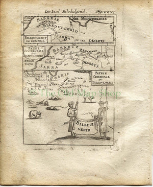 1719 Manesson Mallet "Biledulgerid" Sahara Desert, North Africa, Antique Map, Print