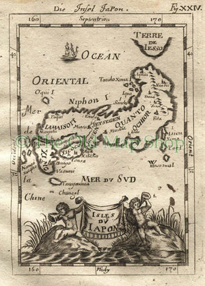1719 Manesson Mallet Antique Map "Isles Du Japon", Japan, published by Johann Adam Jung