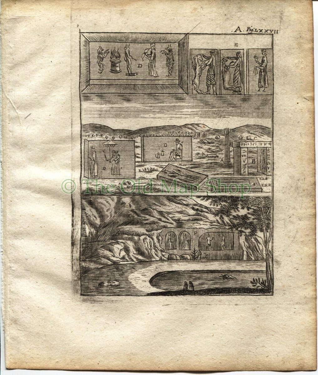 1719 Manesson Mallet Ruins Perseopolis, Parseh, Takht-e-Jamshid, Iran, Antique Print published by Johann Adam Jung
