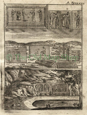 1719 Manesson Mallet Ruins Perseopolis, Parseh, Takht-e-Jamshid, Iran, Antique Print published by Johann Adam Jung