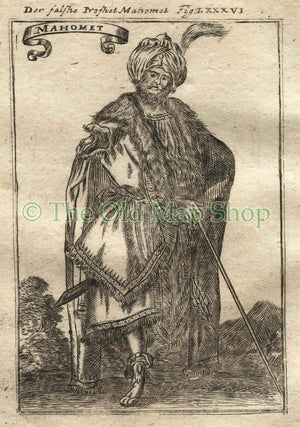 1719 Manesson Mallet "Mahomet" Muhammad, Antique Print published by Johann Adam Jung