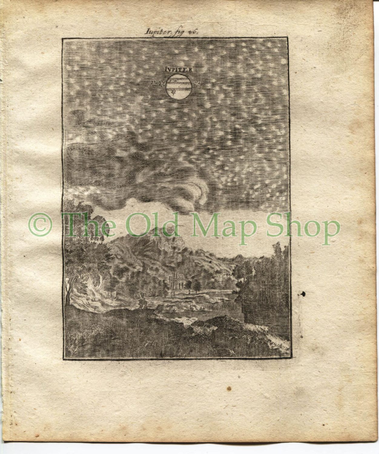 1719 Manesson Mallet "Jupiter" Planet, Celestial Astronomy, Antique Print, published by Johann Adam Jung