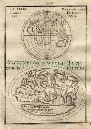 1719 Manesson Mallet Ancient World Map, Antique Print, published by Johann Adam Jung