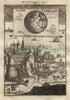 1719 Manesson Mallet World Map "Globe Terrestre", Antique Print, published by Johann Adam Jung