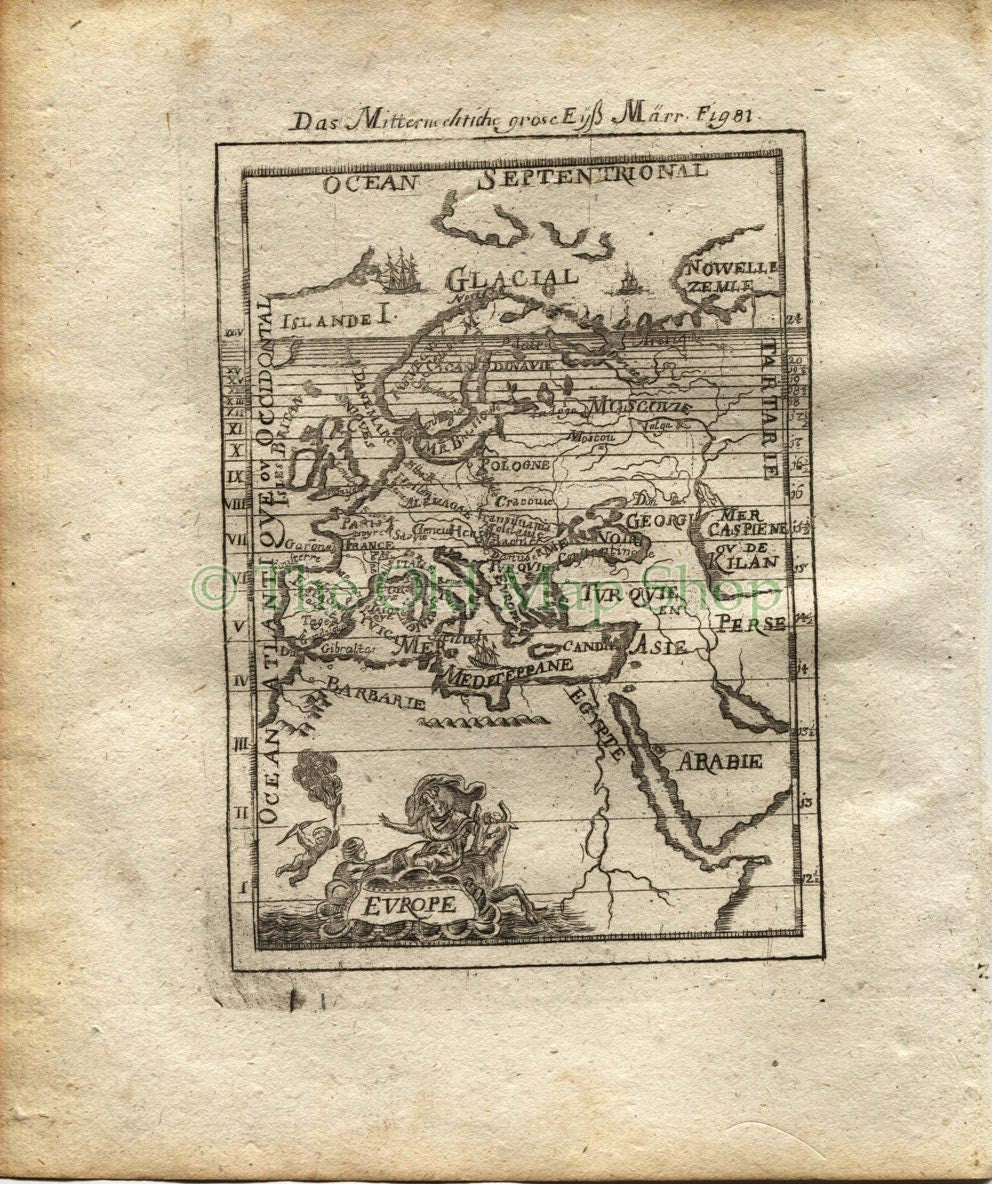 1719 Manesson Mallet "Europe" Map, Antique Print, published by Johann Adam Jung - The Old Map Shop