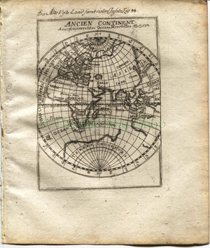 1719 Manesson Mallet "Ancien Continent Avec Plusieurs Isles" Eastern Hemisphere, Australia Africa Europe Asia World Map