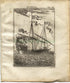 1719 Manesson Mallet "Galere" Rowing Warship, Ship, Sails, Rigging, Flags, Ropes, Antique Print