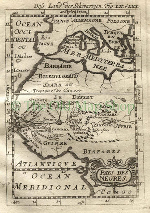 1719 Manesson Mallet "Pays des Negres" Guinea, West Africa, Antique Map, Print