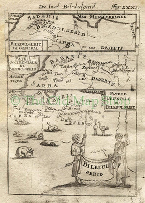 1719 Manesson Mallet "Biledulgerid" Sahara Desert, North Africa, Antique Map, Print